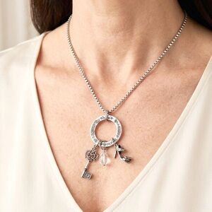 Silpada Retired Silver 10th Anniversary “It’s A Girlfriend Thing” Charm Necklace
